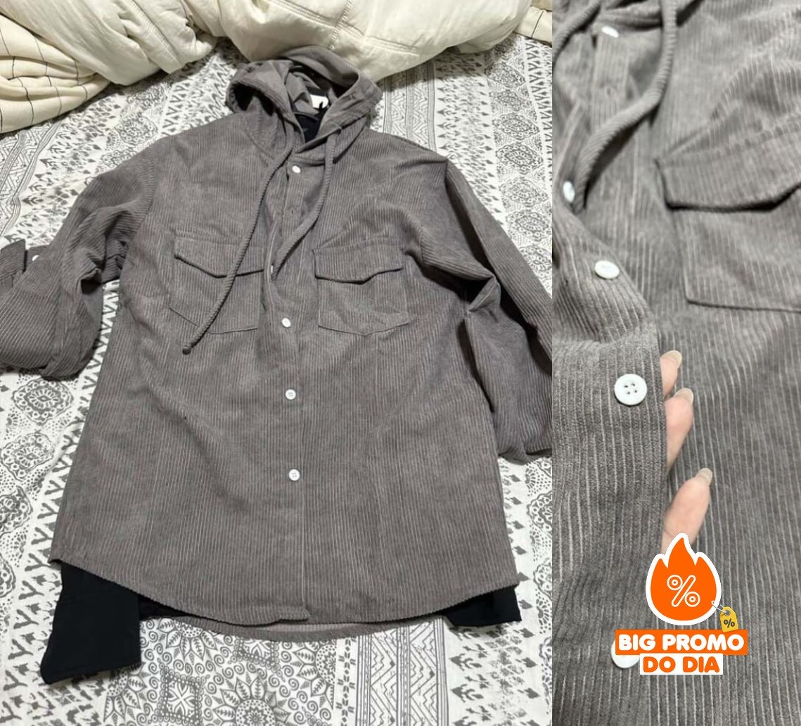 Camisa com Capuz de Veludo Canelado