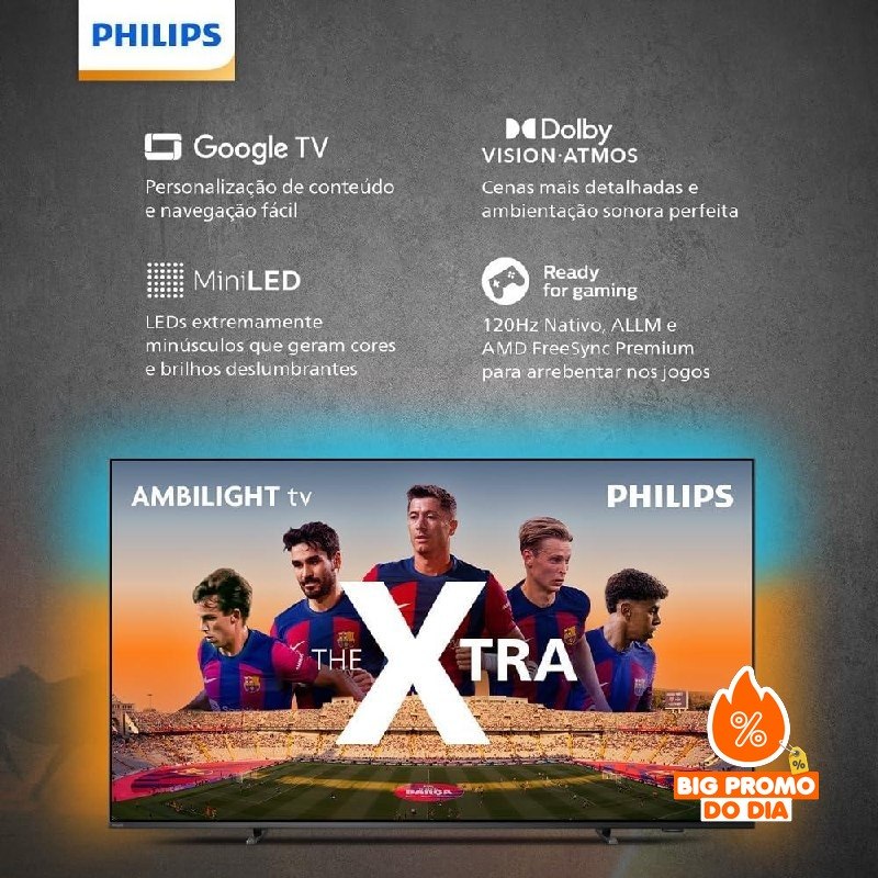 Smart TV Philips The Xtra 75" QD-Mini LED 4K 120Hz