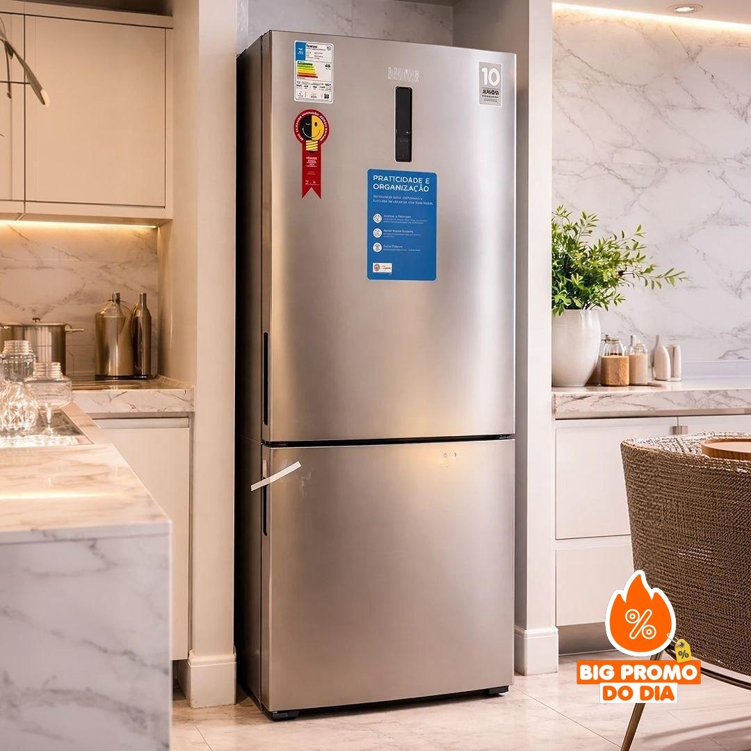 Geladeira Midea Inverse Frost Free Inverter Inox 416L Bivolt