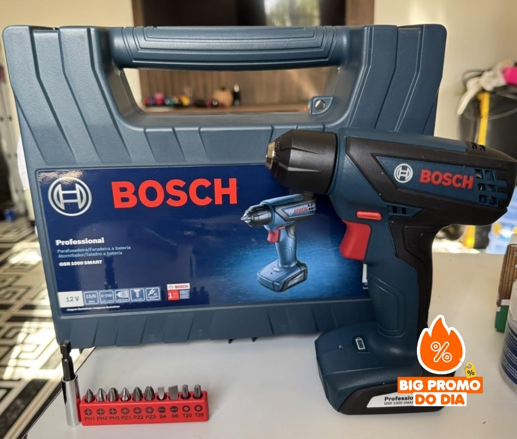 Bosch Furadeira Parafusadeira Gsr 1000 Smart, Com Acessórios, 12 Volts