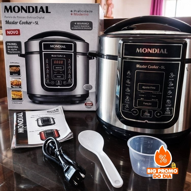 Panela de Pressão Elétrica Digital Mondial 5L 900W
