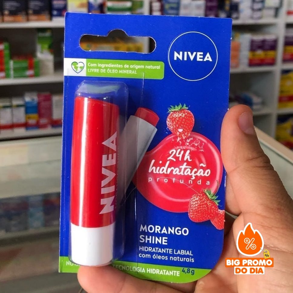 NIVEA Hidratante Labial Morango Shine 4,8g