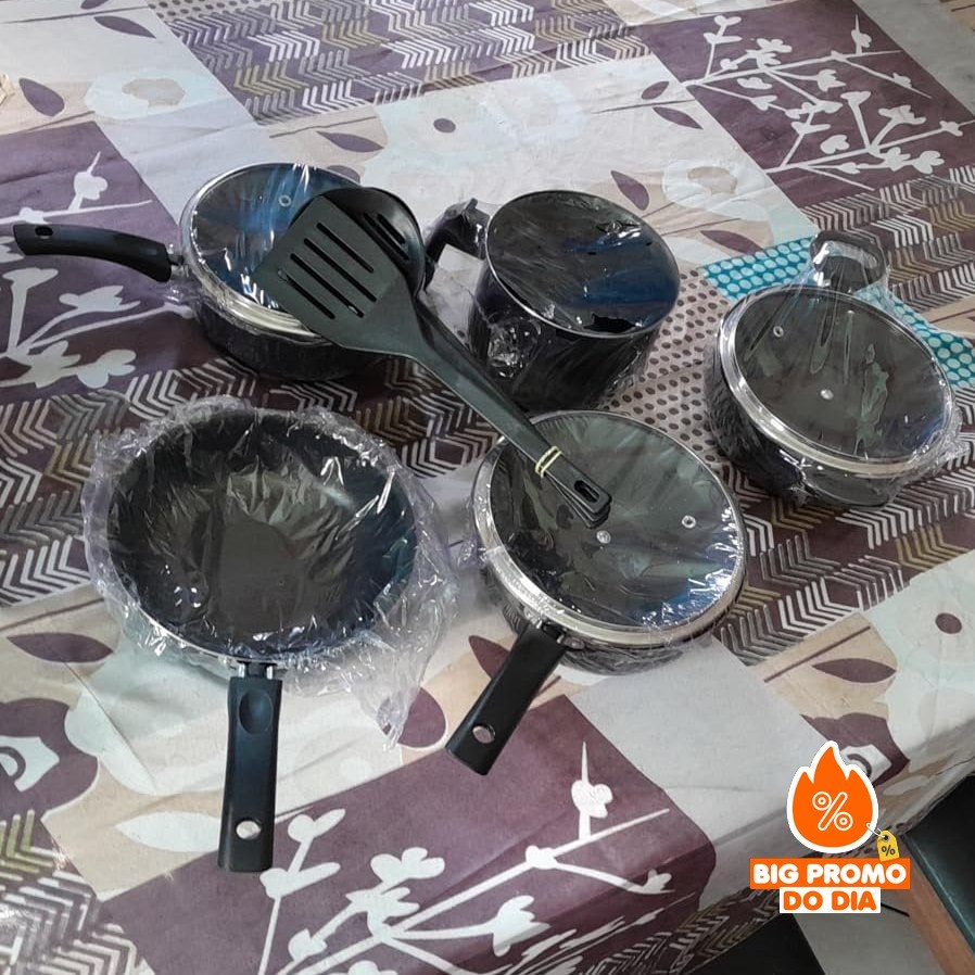 Conjunto De Panelas 08 Peças Antiaderente Elegan