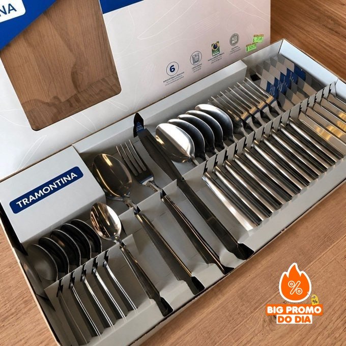 Jogo Talheres Faqueiro Búzios Aço Inox 24 Peças Tramontina