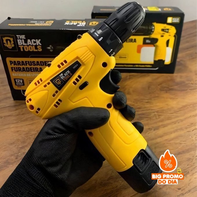 Parafusadeira Furadeira The Black Tools TB12A 3/8 a Bateria 60Hz