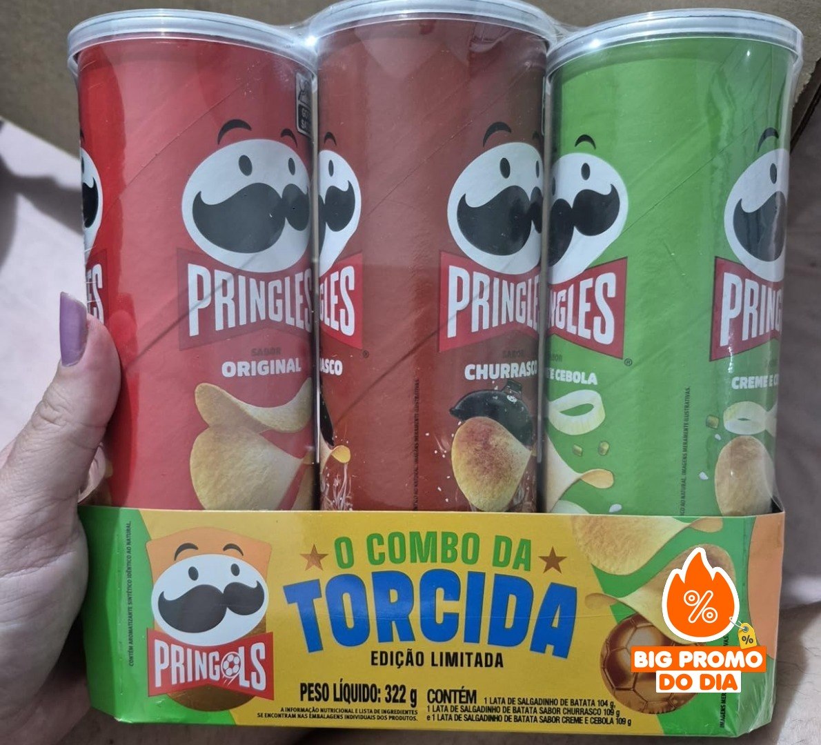 Batata Frita Pringles Tripack Festa do Futebol 322g