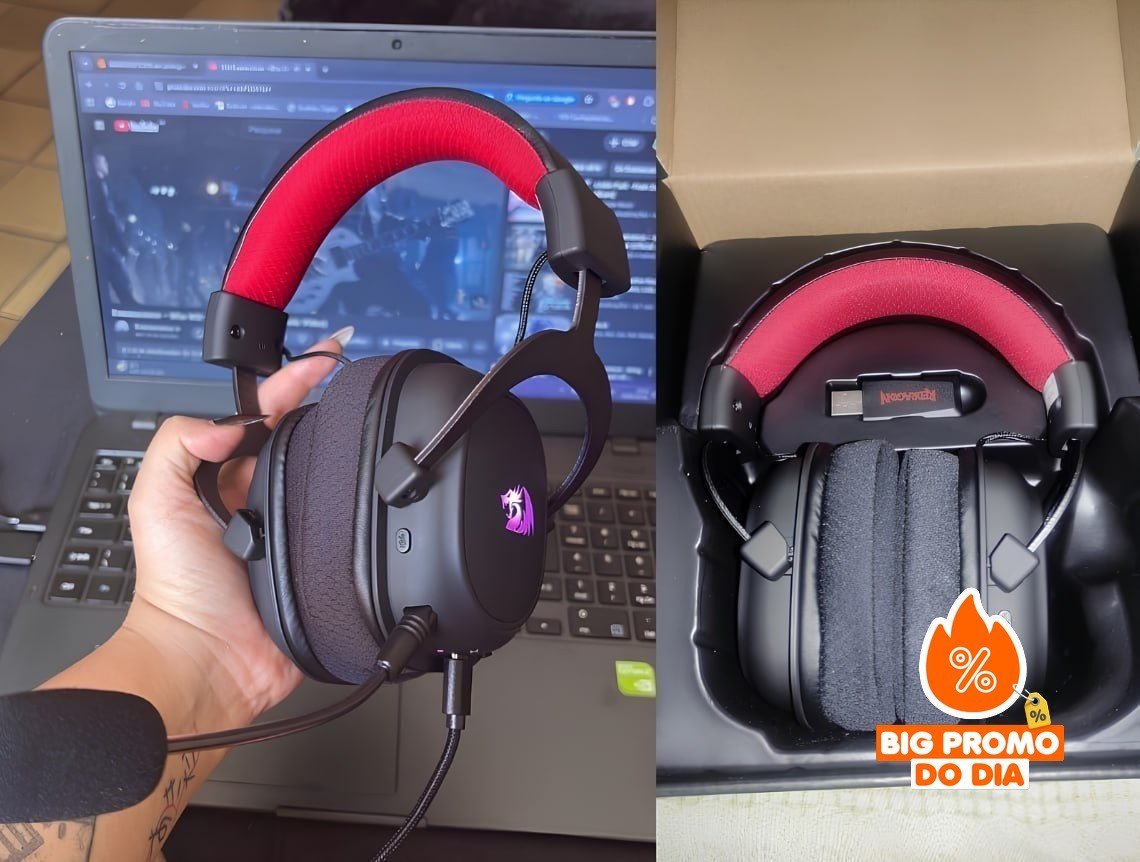 Headset Gamer Redragon Zeus Pro Sem Fio 7.1