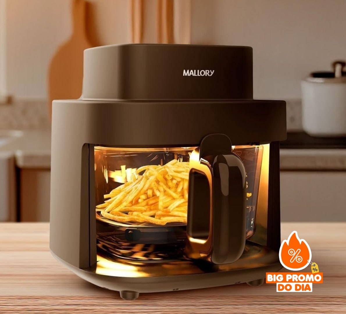 Fritadeira Elétrica Mallory SmartGlass 4,5L, Air Cook 360° 127V