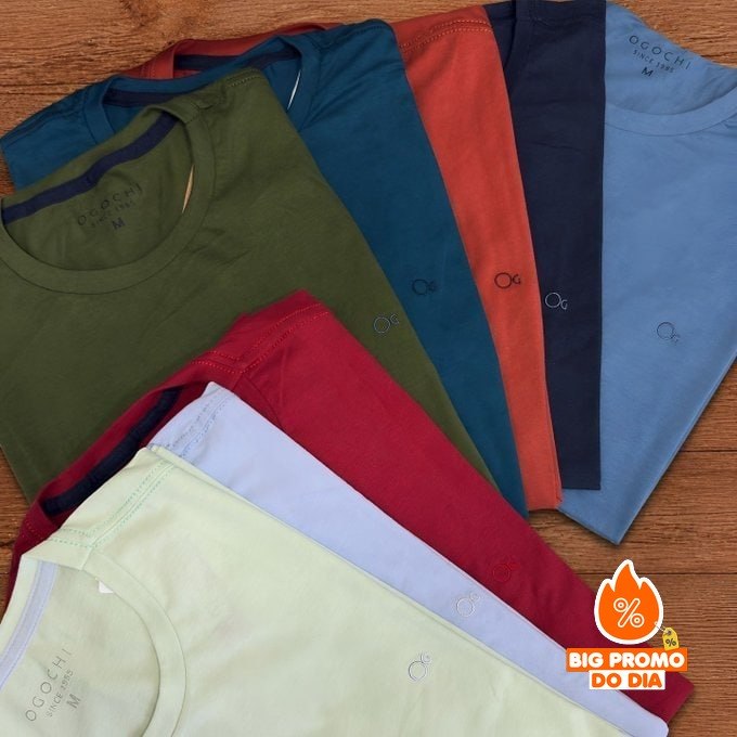 Camiseta Masculina Básica Slim Algodão Ogochi
