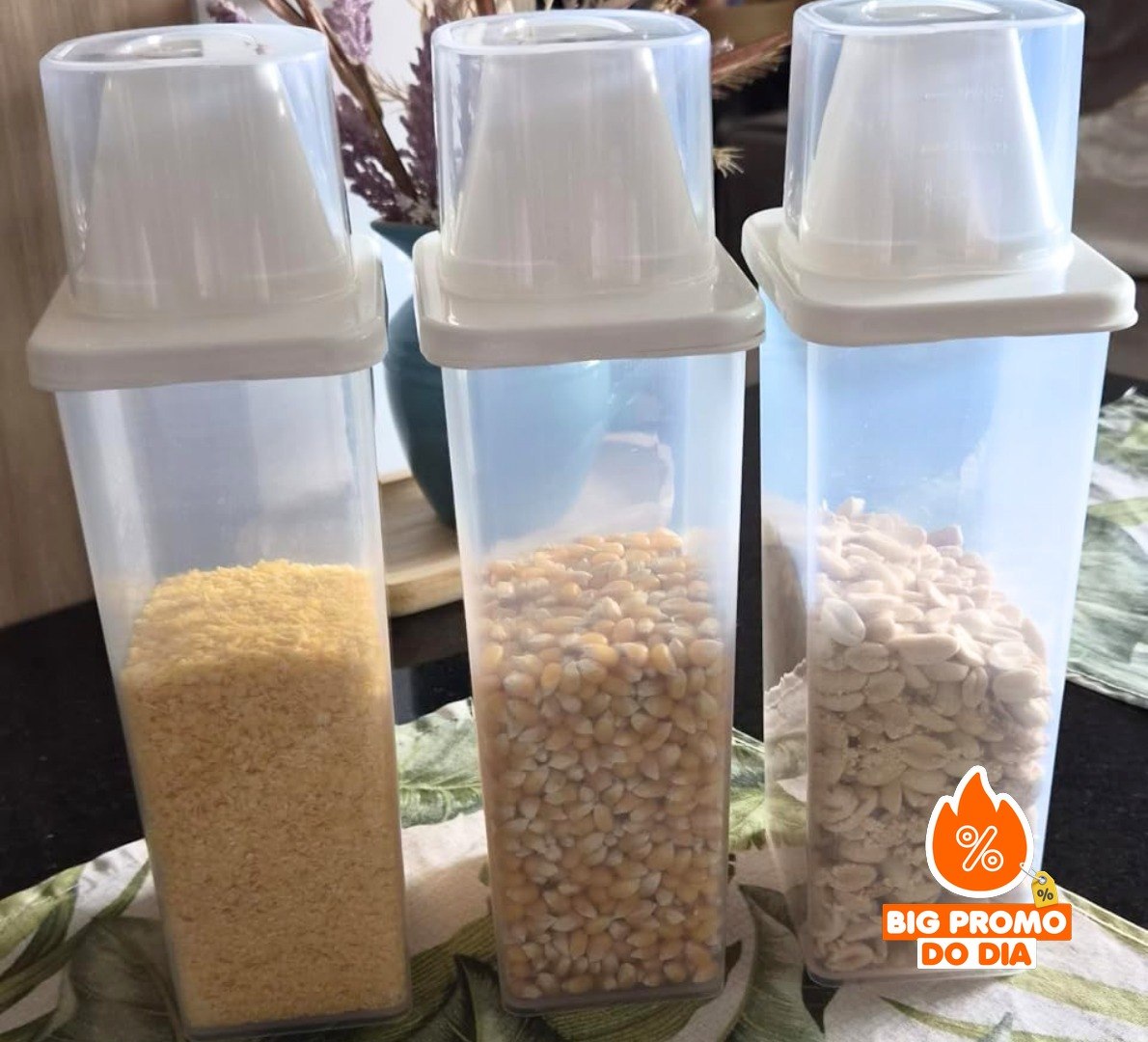 Kit 3 Potes Dispenser com Copo Dosador Decolab 1,1L