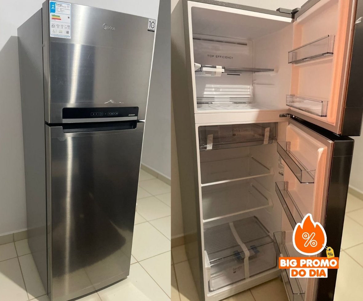 Geladeira Midea Frost Free Duplex Inox 394L 110V