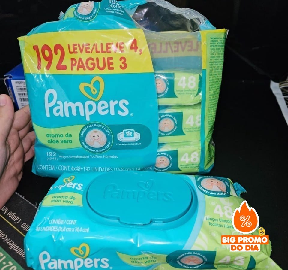 Lenços Umedecidos Pampers Aroma de Aloe Vera 192 Unidades