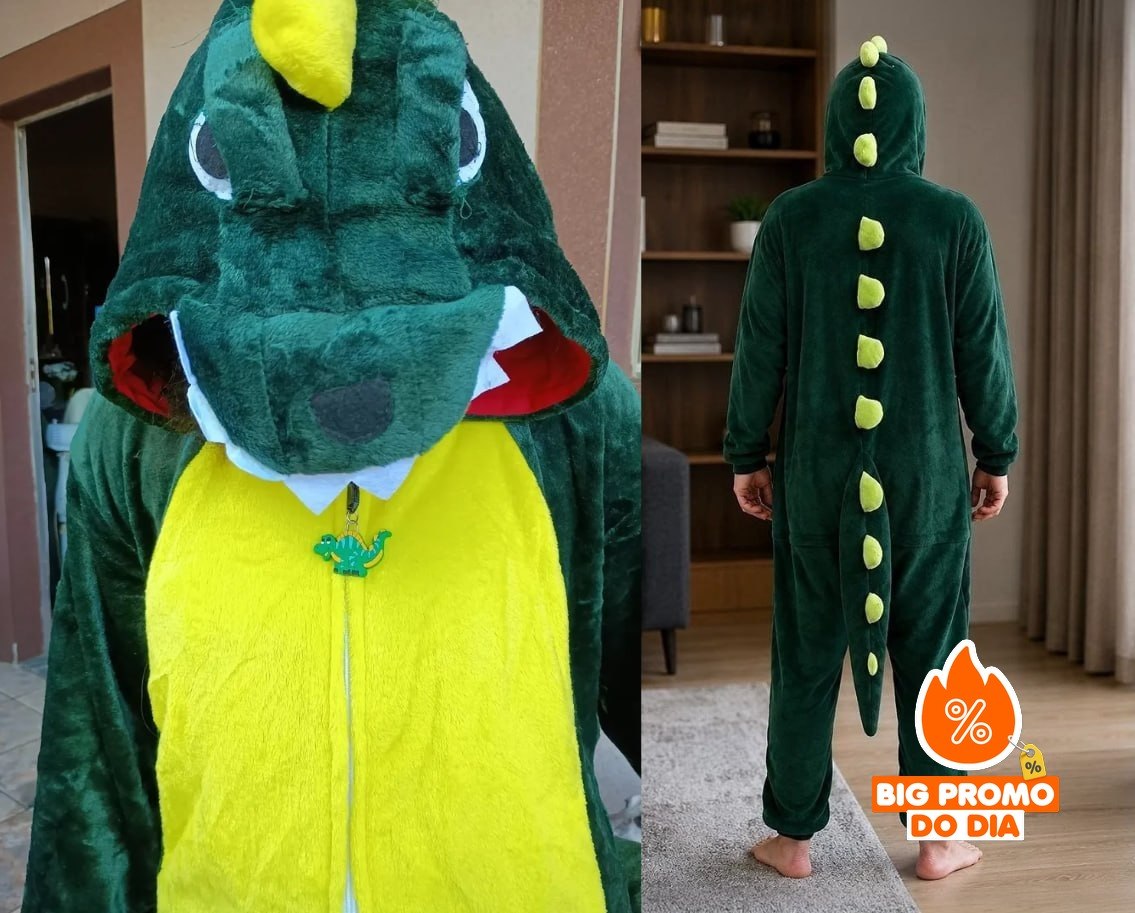 Pijama Macacão Kigurumi Unisex De Dinossauro
