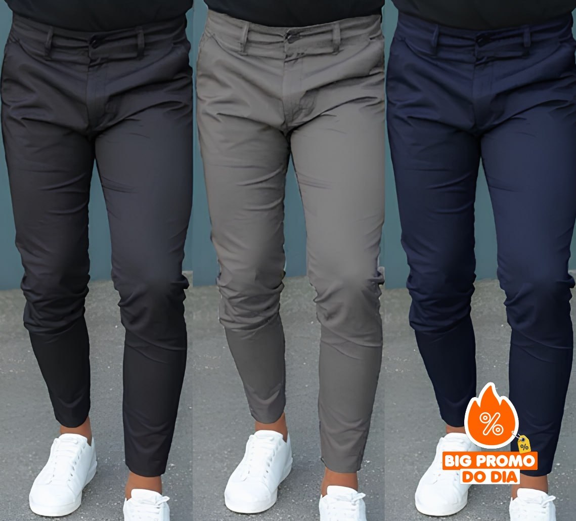 Kit 3 Calça Sarja Slim