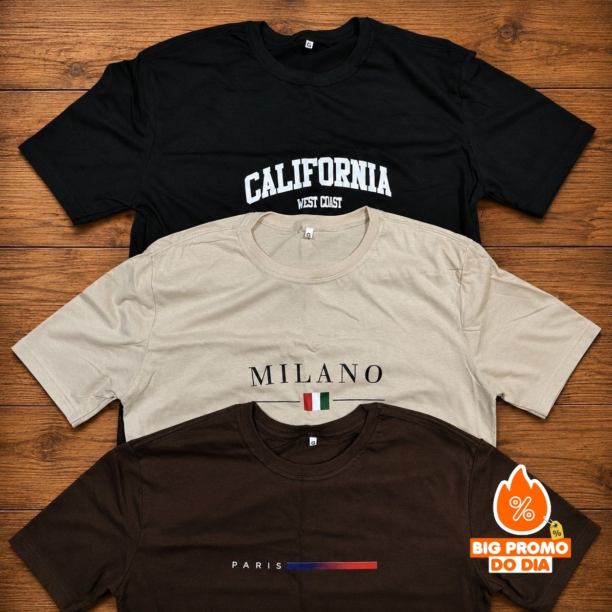 Kit 3 Camisetas Masculina 100% Algodão