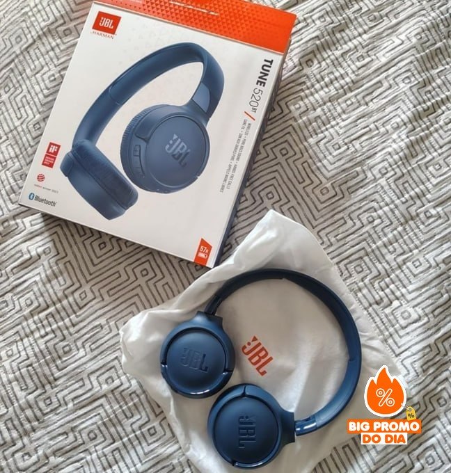 JBL, Fone de Ouvido Bluetooth, Tune 520BT, On-ear, Sem Fio - Azul