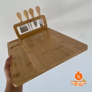 Tabua Queijos E Frios + Kit Espátulas 04 Peças