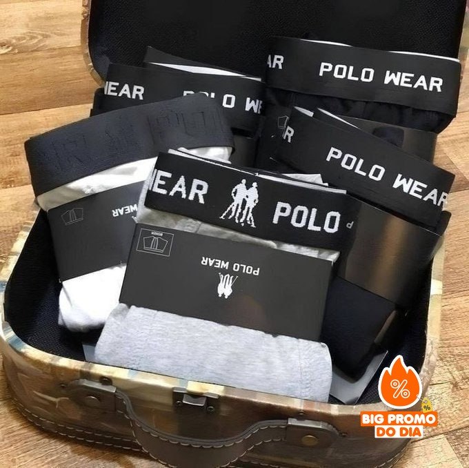 🩲 Kit 6 Cuecas Boxer Algodão Polo Wear