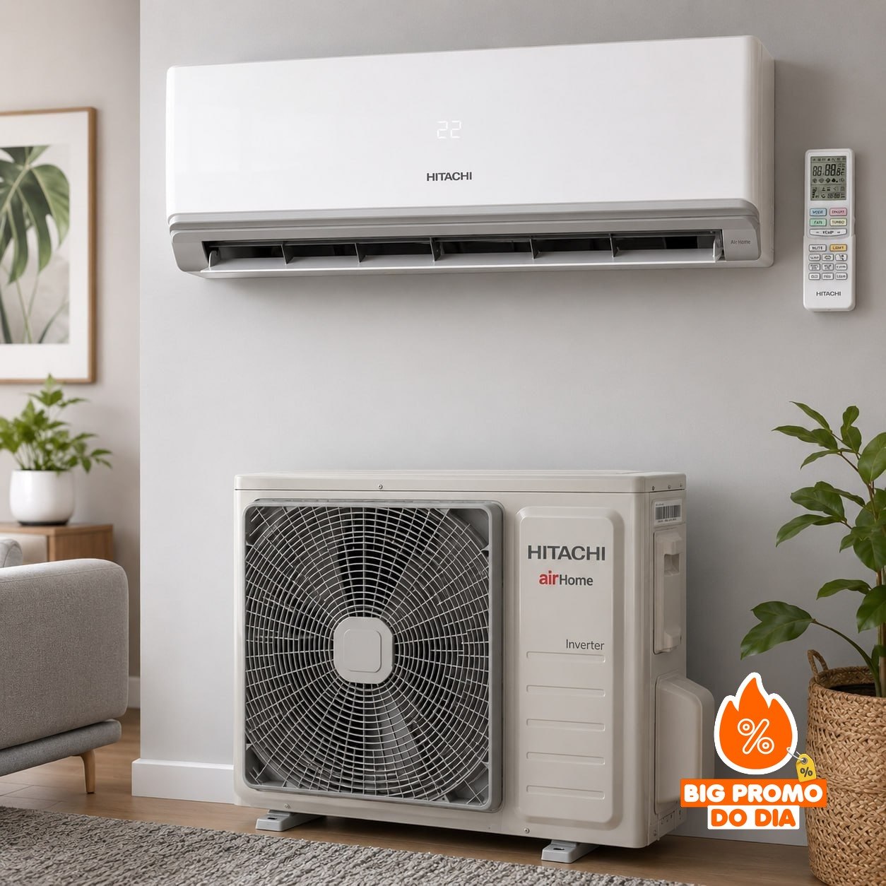 Ar Condicionado Split Hi Wall Inverter Hitachi AirHome 9.000 Btus Frio 220V R-32