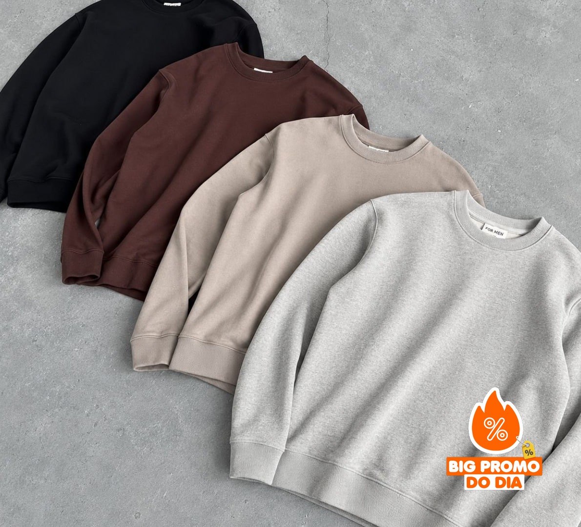 Kit 2 Moletons Lisos Gola Careca