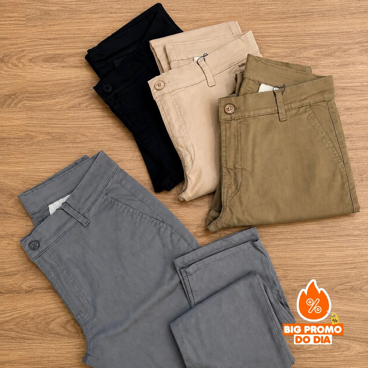 Kit 3 Calça Masculina Sarja Slim Alfaitaria