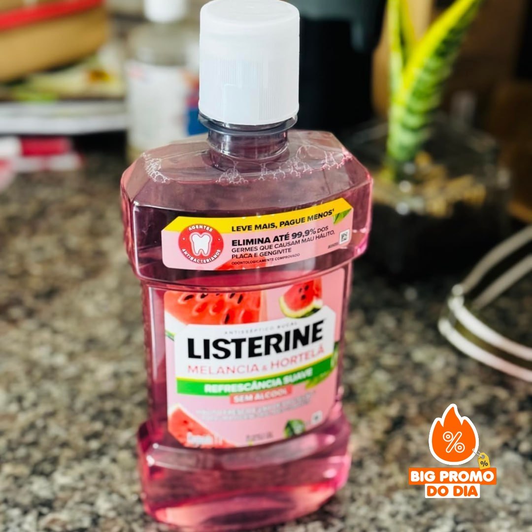 Listerine Enxaguante Bucal Melancia & Hortelã Sem Álcool, 500ml