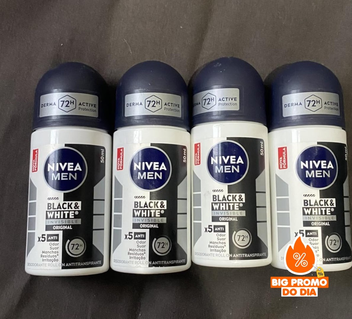 Desodorante Antitranspirante Nivea Men Roll On Invisible Black & White 50mL
