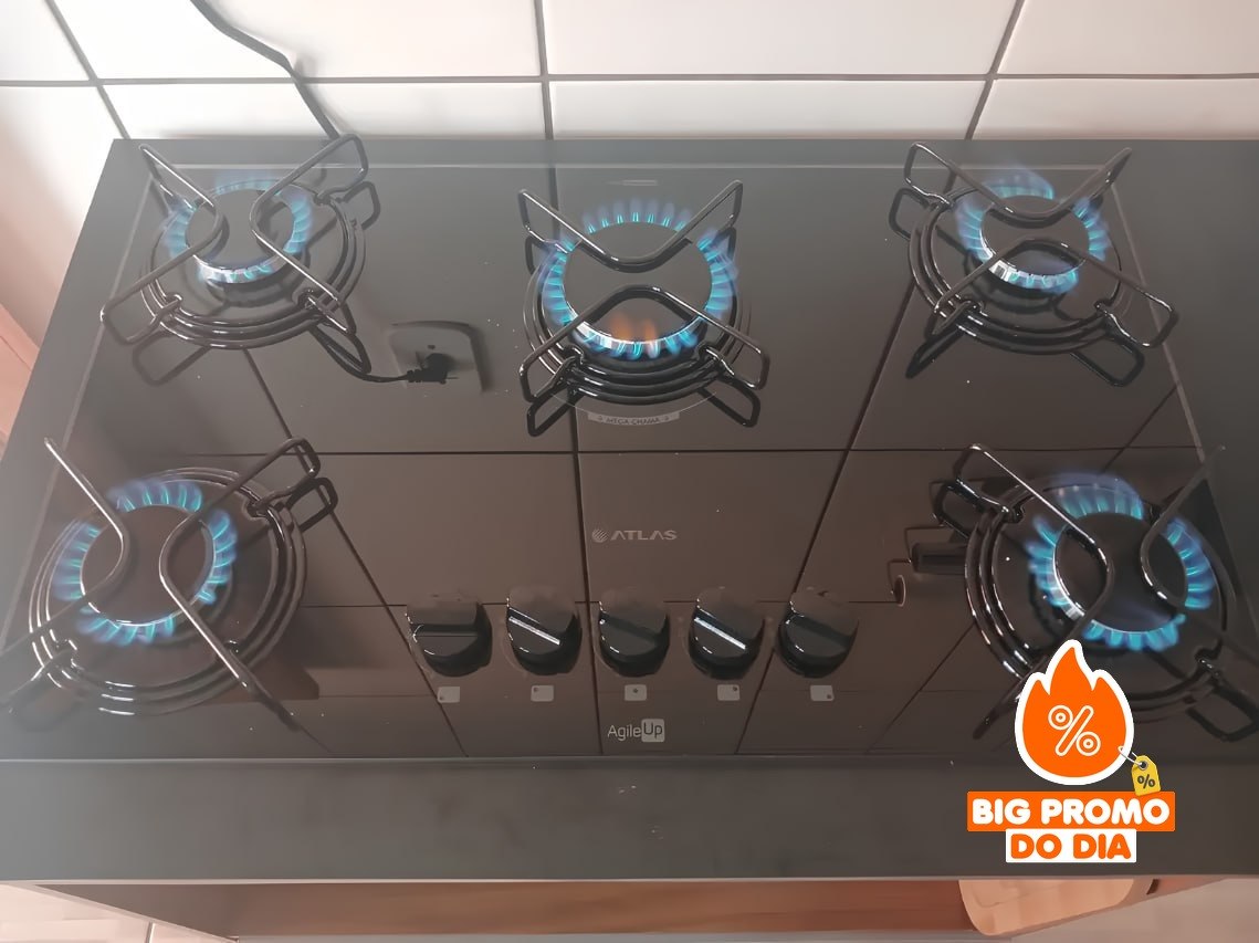 Cooktop 5 Bocas Mesa De Vidro Atlas Agile Up Bivolt