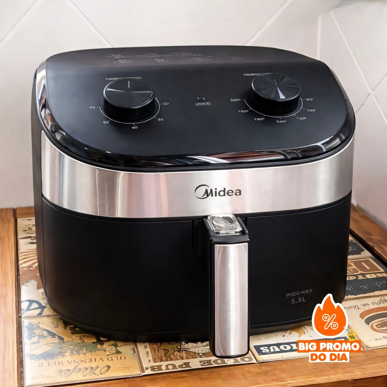 Fritadeira Air Fryer 4,5l Widemax C/ Interior De Alumínio 1500w Midea