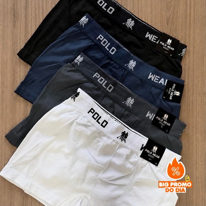 🩲 Kit com 4 Cuecas Boxer Polo Wear