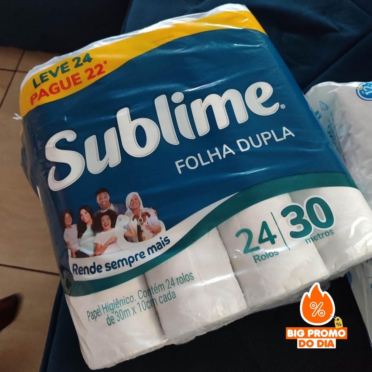 Papel Higiênico Sublime Folha Dupla, 24 Rolos
