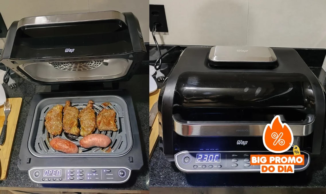 ️ Fritadeira Elétrica Air Fryer 8 em 1 Barbecue Heat Digital 6,6 Litros Wap - 127V