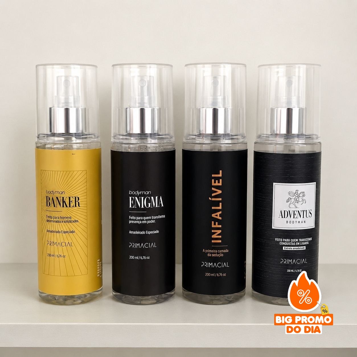 Kit Body Splash Masculino Infalível + Enigma + Banker + Adventus 200ml Primacial