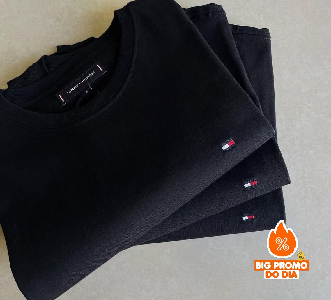 Kit com 3 Camisetas Tommy Hilfiger Essential
