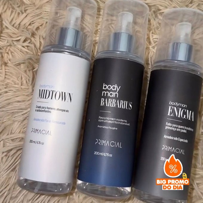 Kit Body Splash Masculino Barbarius + Enigma + Midtown 200ml