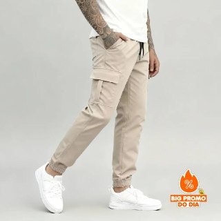 Calça Jogger Cargo Masculina Sarja