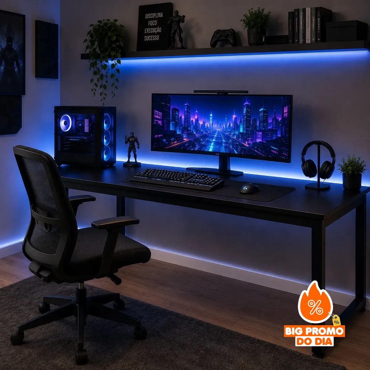 Mesa Para Pc Gamer Industrial 150cm Com Estrutura Em Aço Preto
