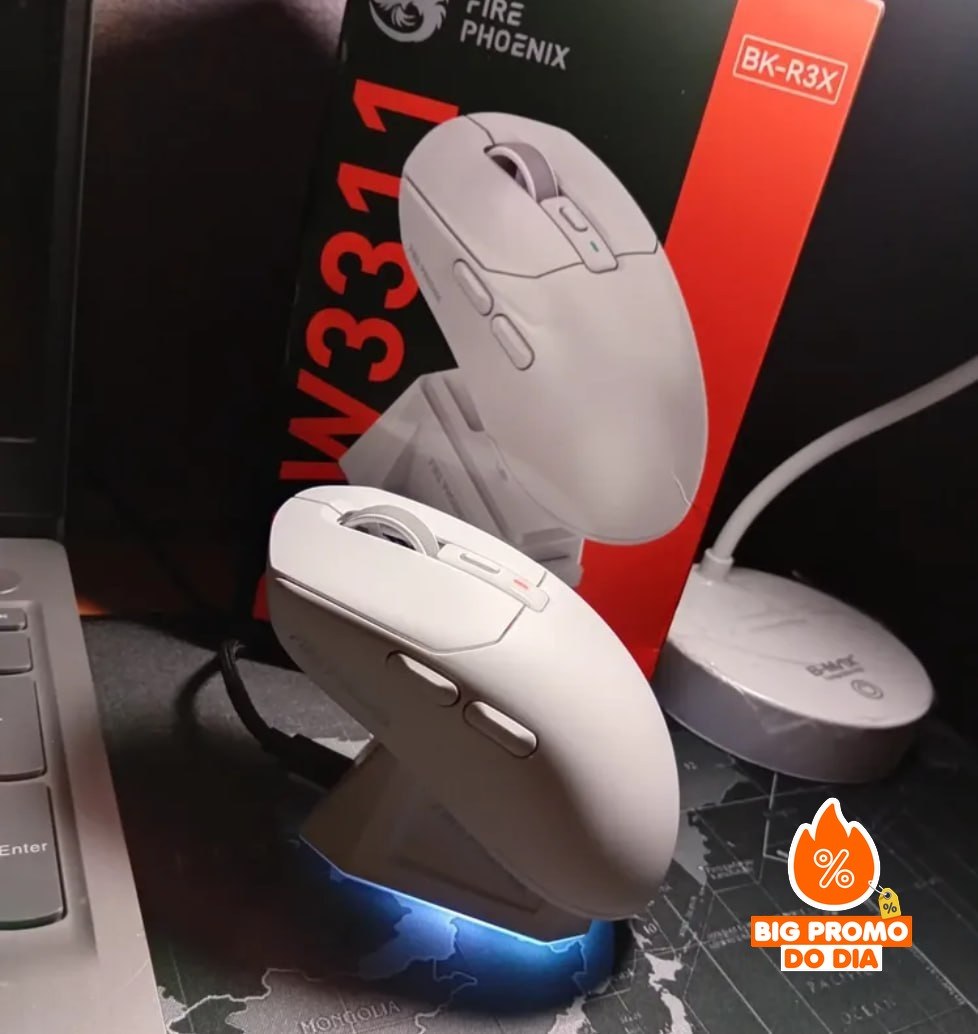 Mouse Gamer Sem Fio Fire Phoenix 24000dpi Branco