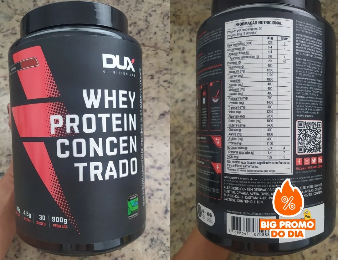 Whey Protein Concentrado Dux Nutrition Pote 900g Sabor Baunilha