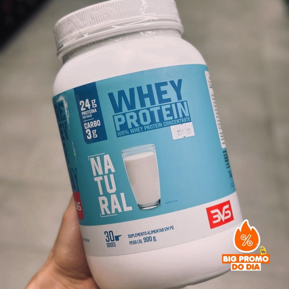 100% Whey Protein Concentrado 900g Sabor Natural 3VS Nutrition