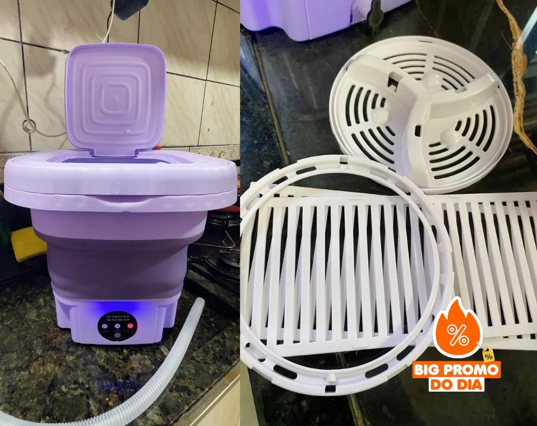Mini Máquina de Lavar Roupa 11L Dobrável Bivolt - Cor Aleatória