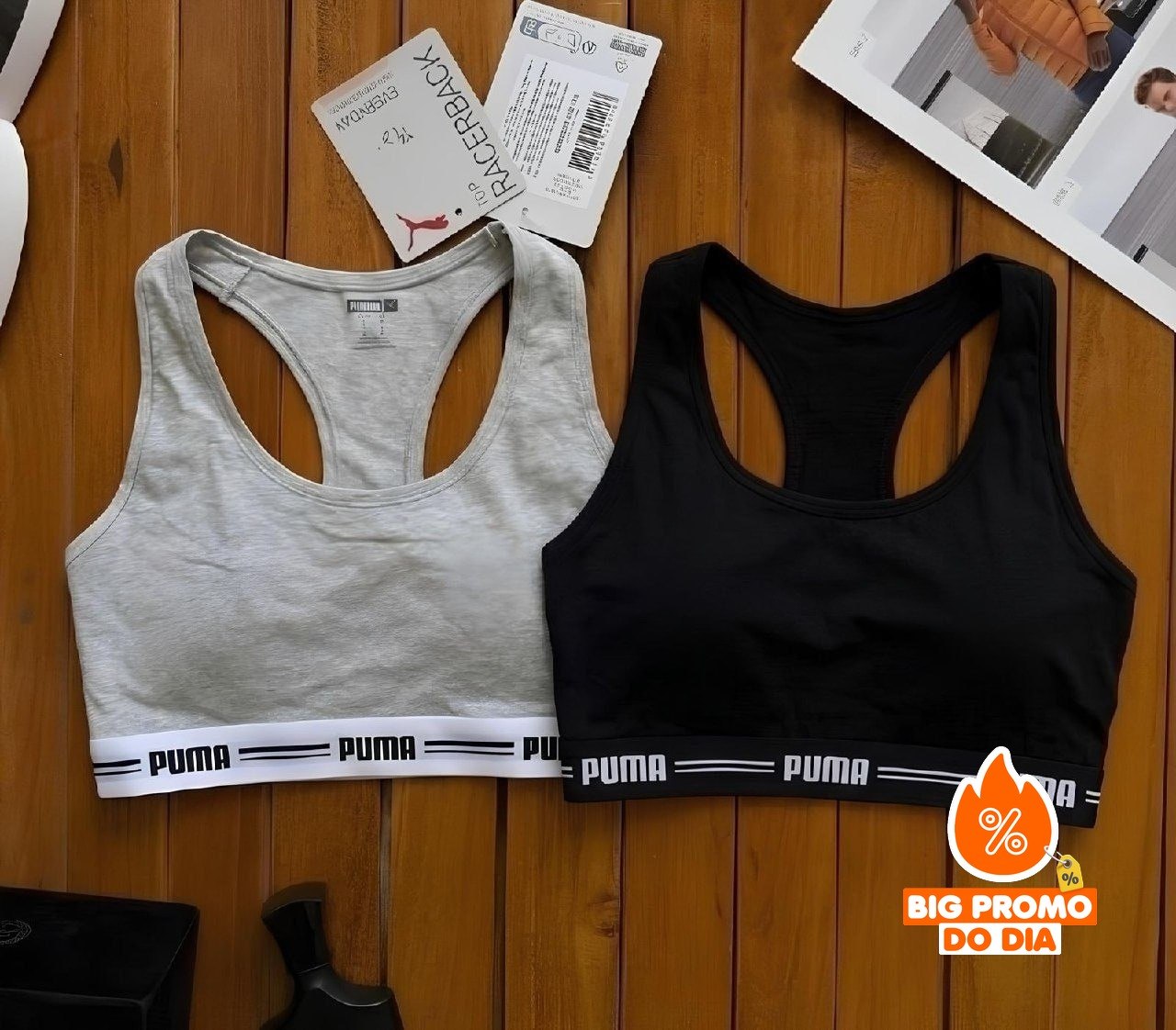 Kit com 2 Top Academia Puma Fitness Algodão