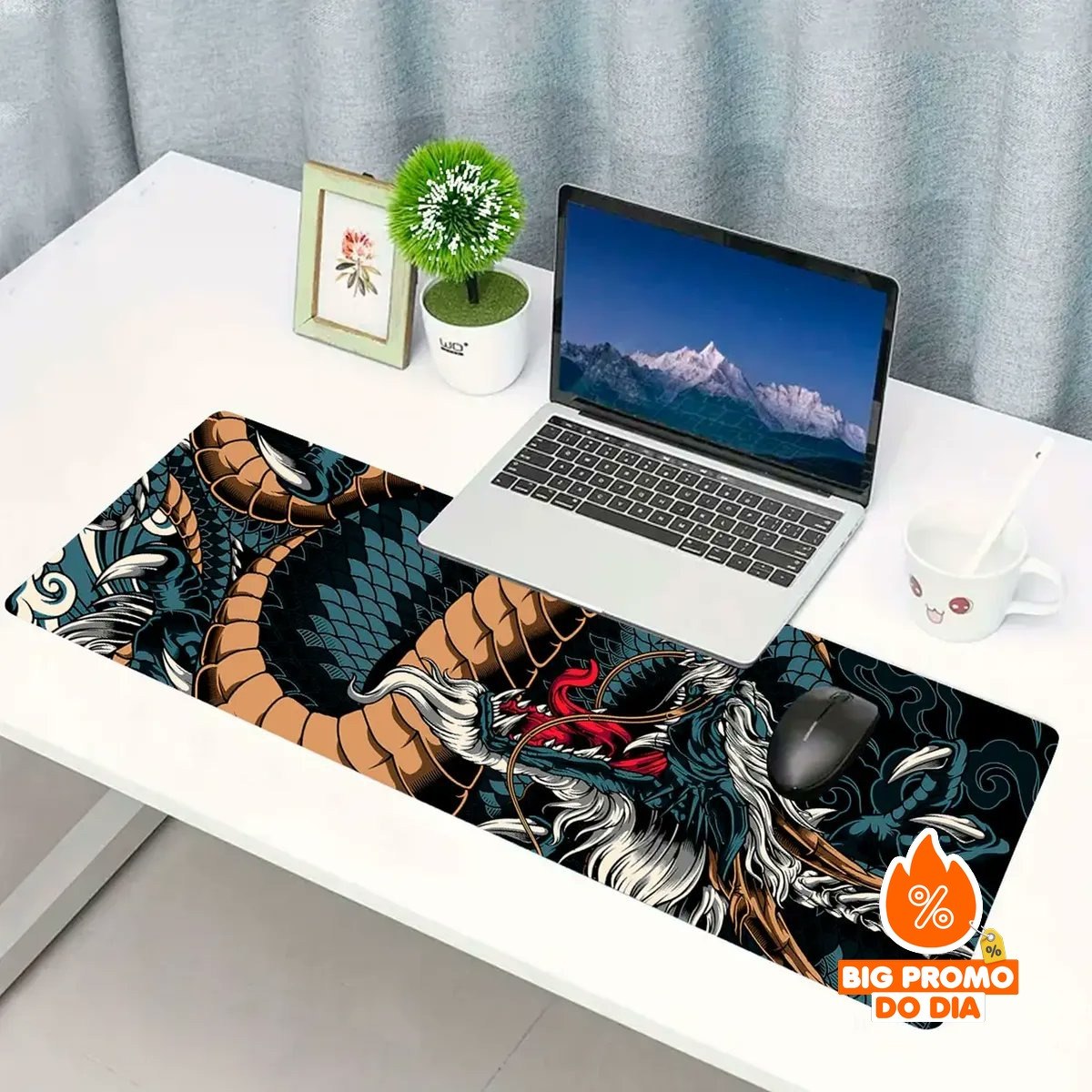 Mouse Pad Gamer Speed Extra Grande 60x30 - Dragão Azul