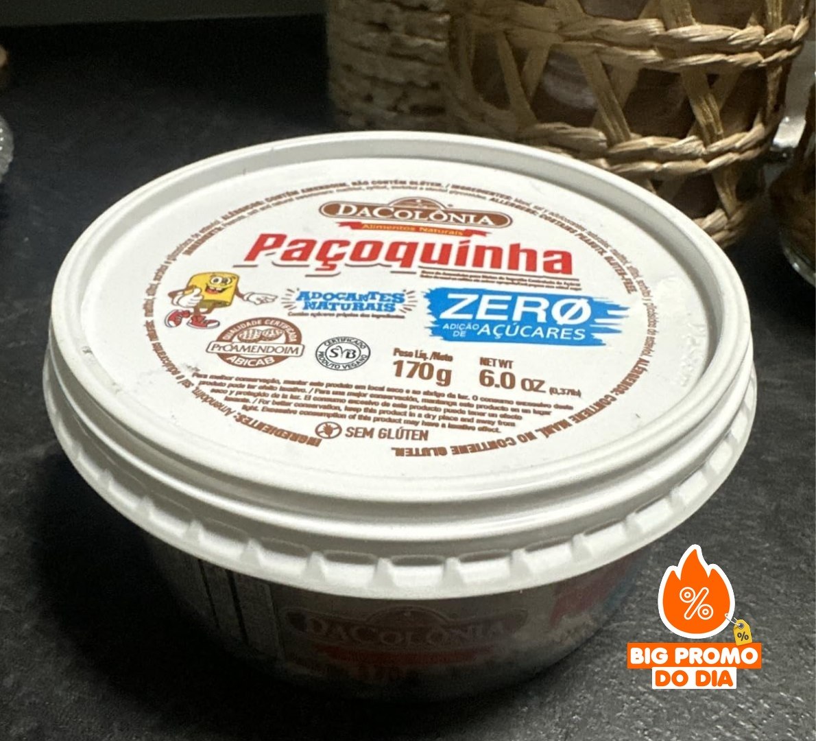 Da Colonia Paçoquinha Rolha Zero Açúcar 170g