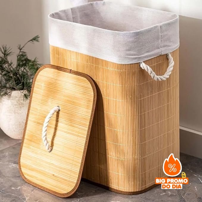 Cesto De Roupas De Bambu 70L Yikasa