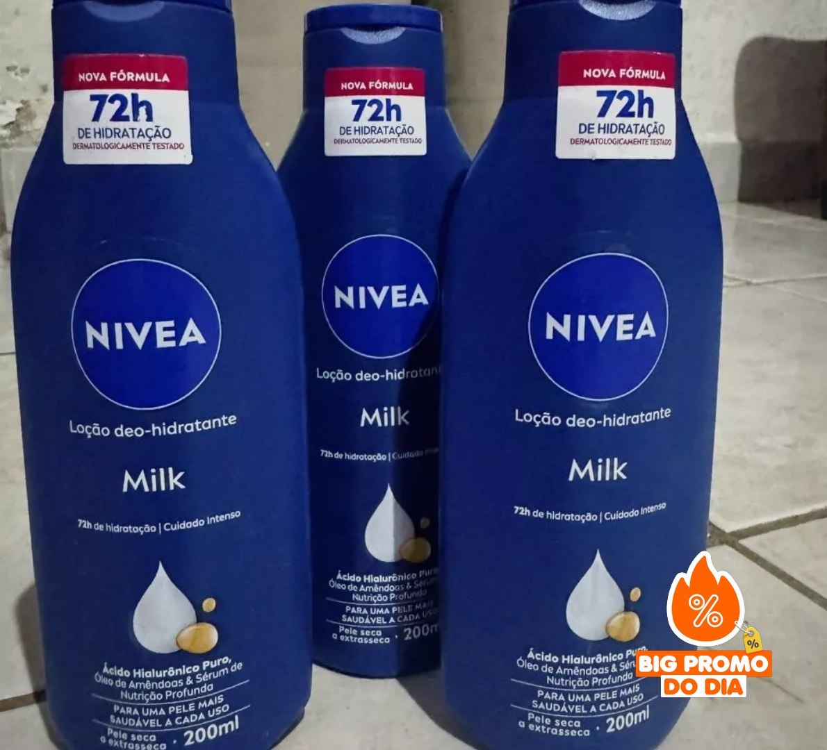 Loção NIVEA Hidratante Milk Pele Seca a Extrasseca 200ml - 3 unidades
