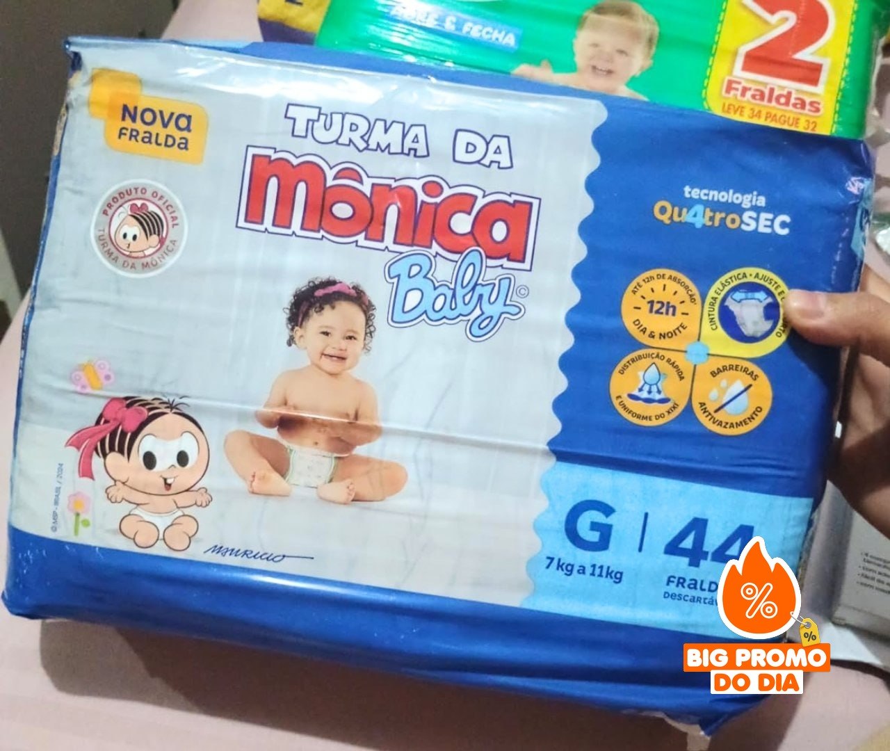 Fralda Turma da Mônica Baby Mega G 44 Unidades