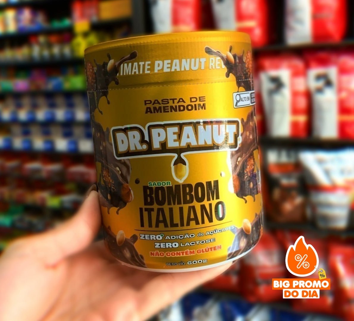 Pasta de Amendoim com Whey Dr. Peanut Bombom Italiano 600g