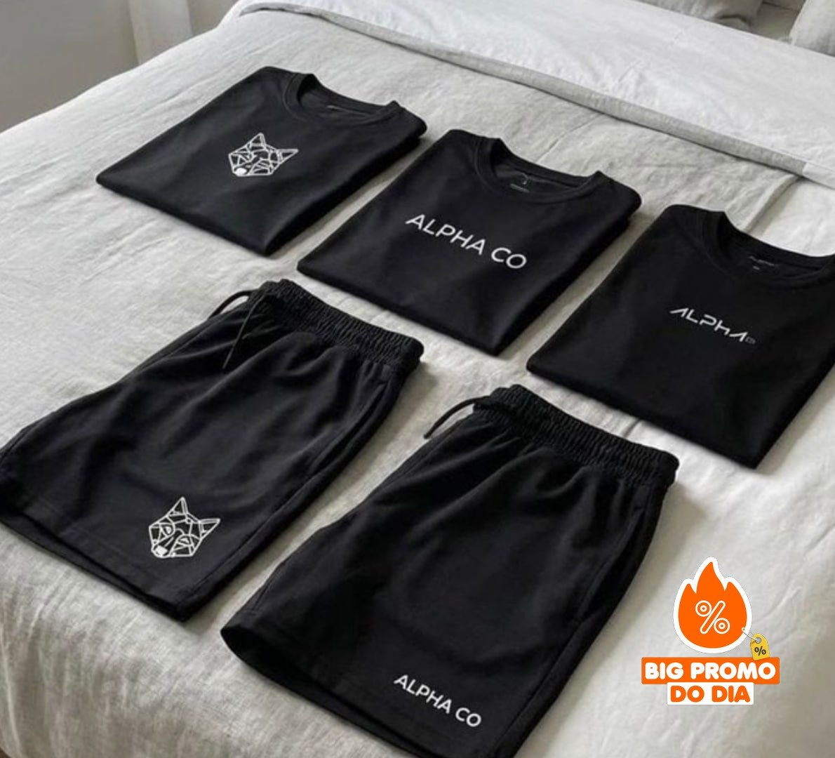 Kit 5 Peças Dry Alpha Co: 3 Camisetas e 2 Bermudas
