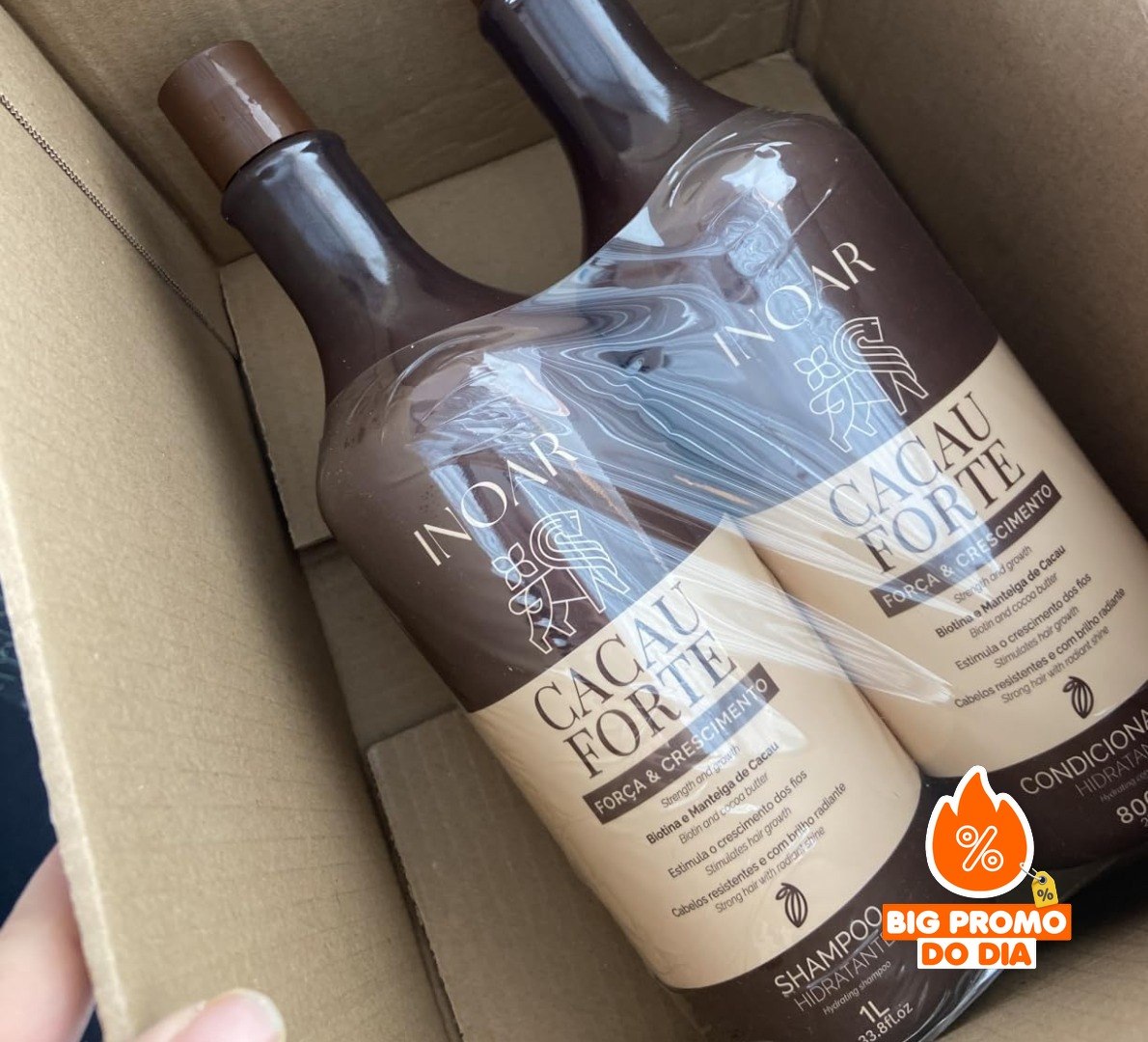 Inoar, Cacau Forte, Kit Shampoo 1L + Condicionador 800ml